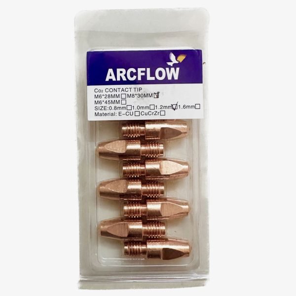 Copper MIG Welding Contact Tip M8 30MM Arcflow Pack