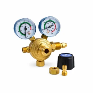 Arcflow double meter regulator with dual pressure gauges for oxygen and industrial gas welding applications