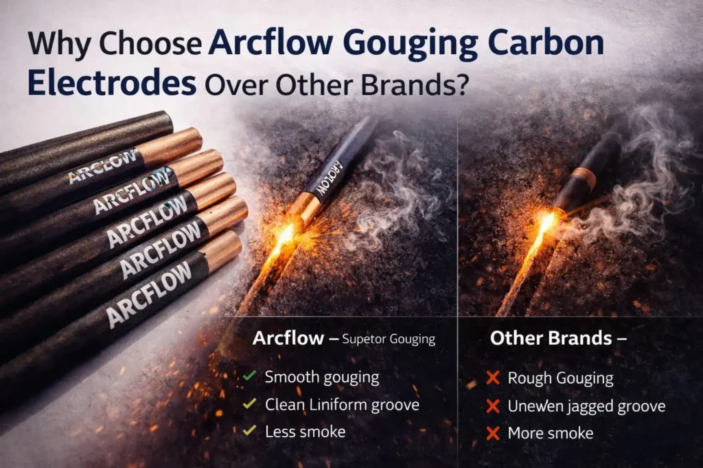 Gouging carbon electrode used for smooth and precise air carbon arc metal removal