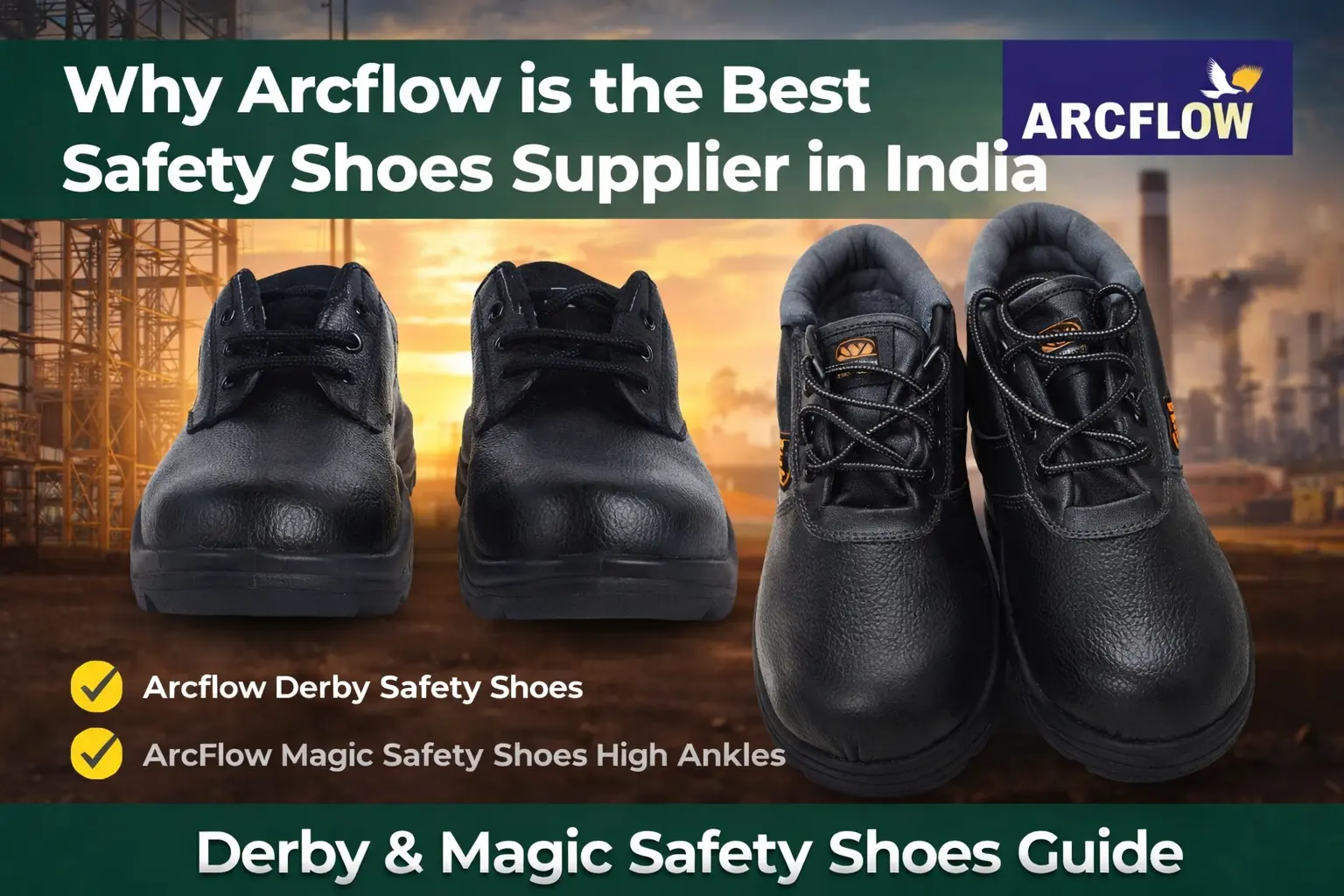 Safety derby shoes with steel toe protection for industrial workers and construction use
