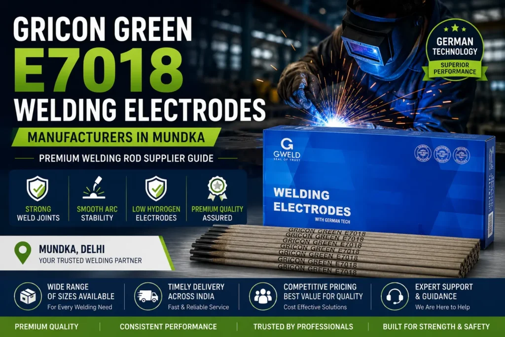 Gricon Green E7018 welding electrodes and welding rods supplier in Mundka