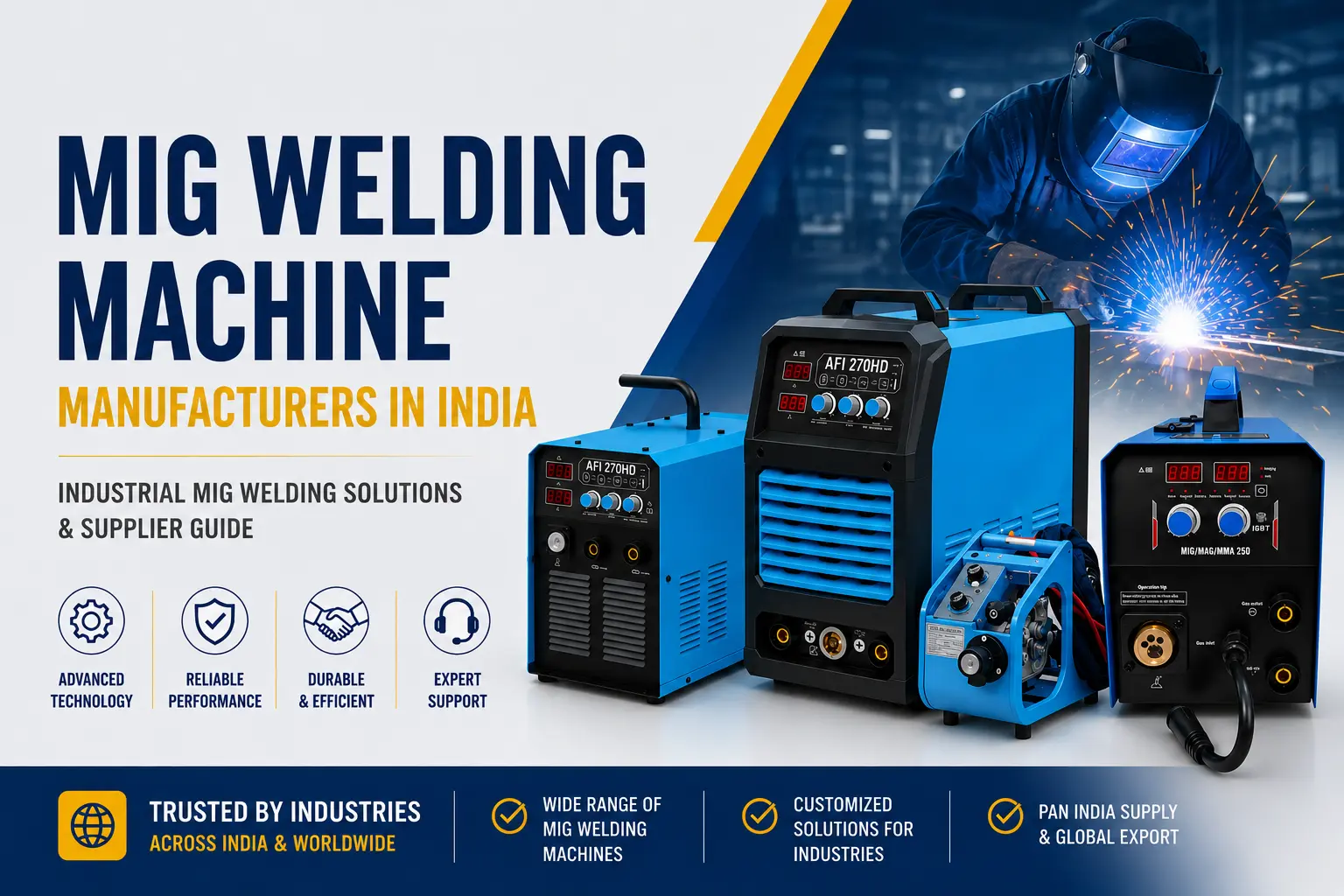 MIG welding machine manufacturers in India offering industrial welding solutions and supplier services