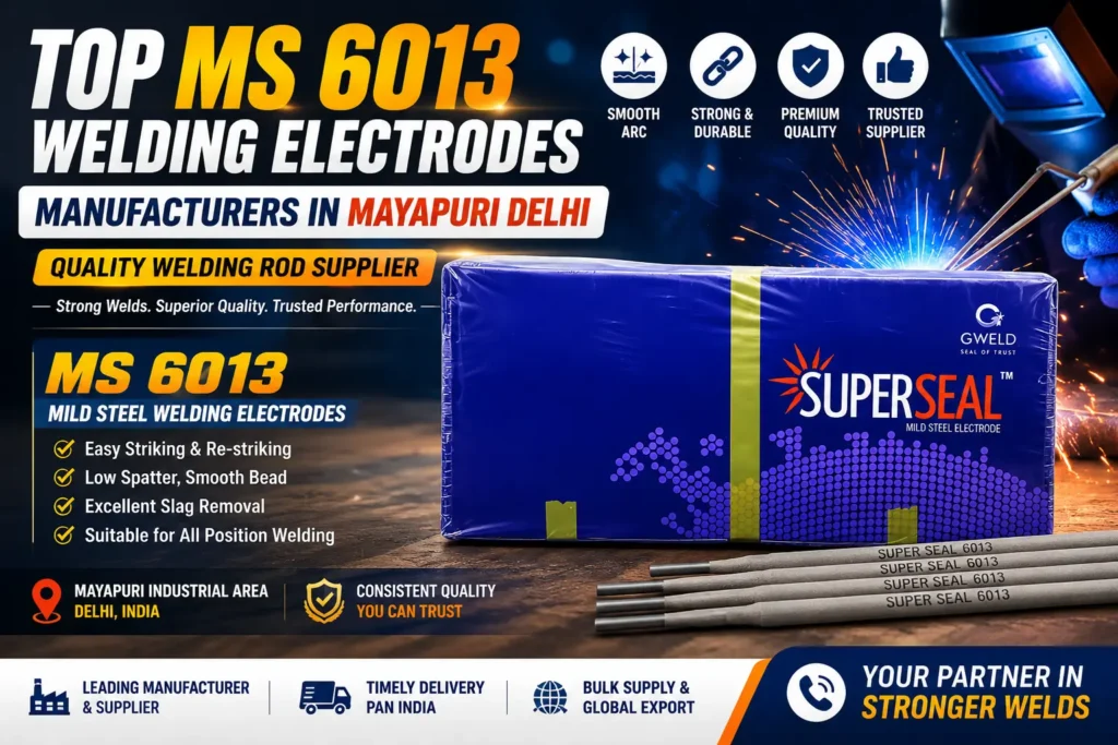 MS 6013 welding electrodes manufacturers in Mayapuri Delhi with Superseal mild steel welding rods