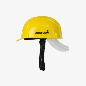 Yellow nape safety helmet manufactured by Arcflow Industries for construction, industrial, factory, and engineering workplace head protection in India.