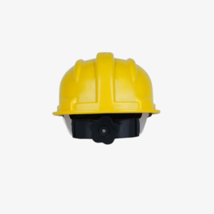 Yellow ratchet safety helmet by Arcflow Industries with adjustable ratchet suspension for construction, industrial, and workplace head protection in India.