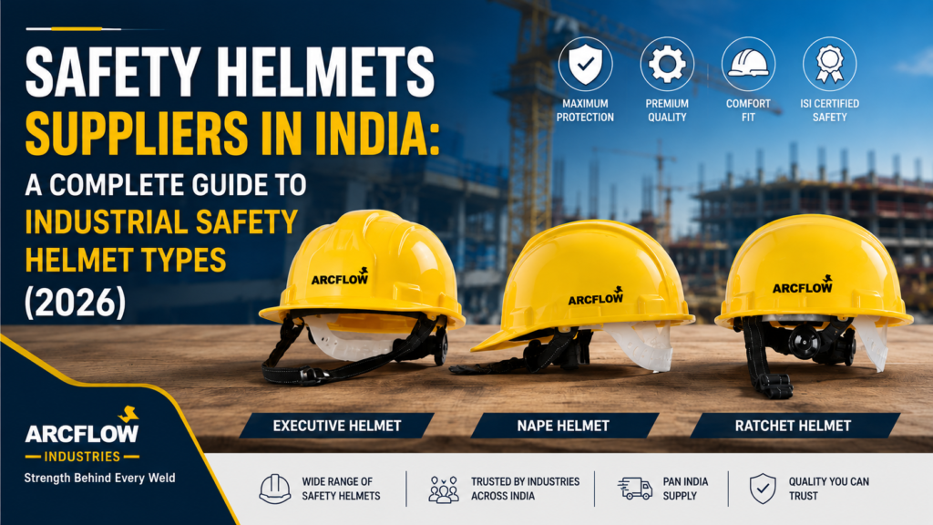 Industrial safety helmets supplied by Arcflow Industries in India